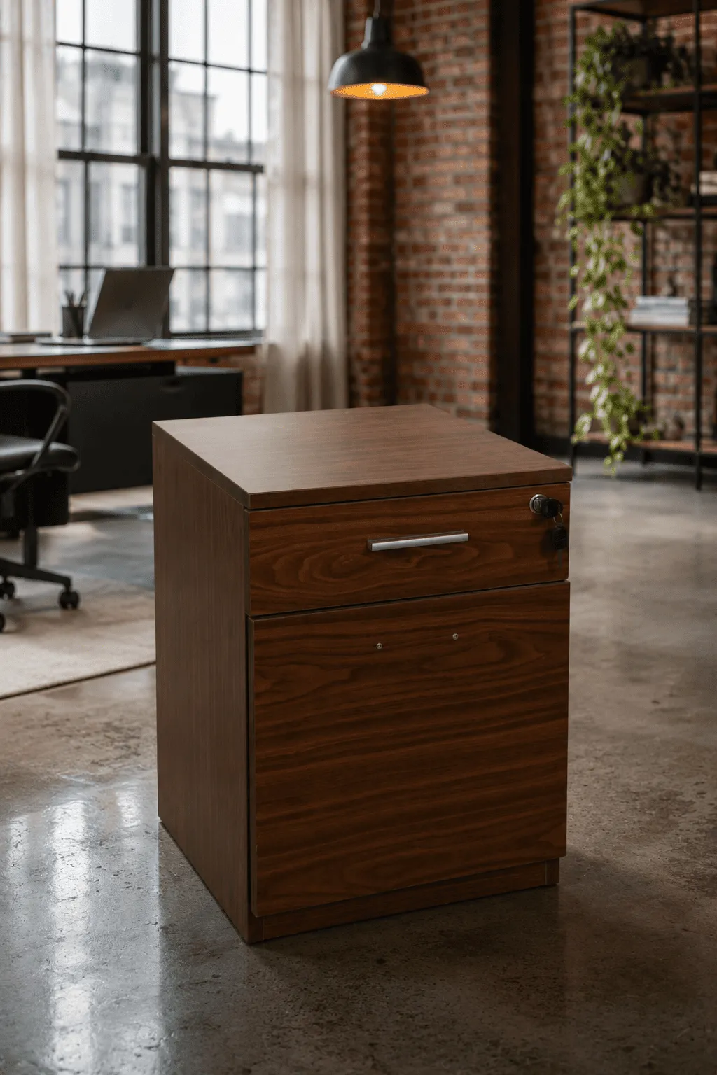Walnut Executive File Cabinet